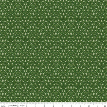 Image of Foxglove Damask Hunter quilting cotton fabric by Jill Finley for Riley Blake Designs. Features flowers on a green background. Cute Little Fabric Shop.