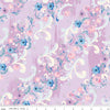 Image of Wishes Cindy's Flowers Vanity Sparkle quilting cotton fabric by Jill Howarth for Riley Blake Designs. Features flowers on a purple background. Cute Little Fabric Shop.