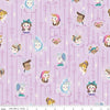 Image of Wishes Cast Vanity Sparkle quilting cotton fabric by Jill Howarth for Riley Blake Designs. Features Cinderella characters on a purple background. Cute Little Fabric Shop.