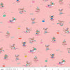 Image of Wishes Workers Petunia Sparkle quilting cotton fabric by Jill Howarth for Riley Blake Designs. Features mice on a pink background. Cute Little Fabric Shop.
