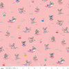 Image of Wishes Workers Petunia Sparkle quilting cotton fabric by Jill Howarth for Riley Blake Designs. Features mice on a pink background. Cute Little Fabric Shop.