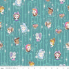 Image of Wishes Cast Raindrop Sparkle quilting cotton fabric by Jill Howarth for Riley Blake Designs. Features Cinderella characters on a blue background. Cute Little Fabric Shop.