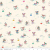 Image of Wishes Workers Vintage White Sparkle quilting cotton fabric by Jill Howarth for Riley Blake Designs. Features mice on a cream background. Cute Little Fabric Shop.