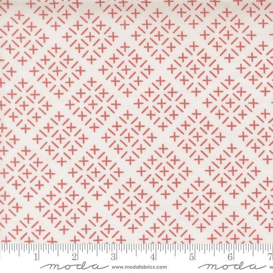 Image of Gathered Bonbons Chicken Scratch Blush quilting cotton fabric by Jen Kingwell for Moda Fabrics. Features shapes on a cream background. Cute Little Fabric Shop.