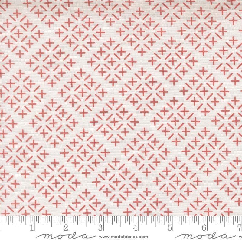 Image of Gathered Bonbons Chicken Scratch Blush quilting cotton fabric by Jen Kingwell for Moda Fabrics. Features shapes on a cream background. Cute Little Fabric Shop.