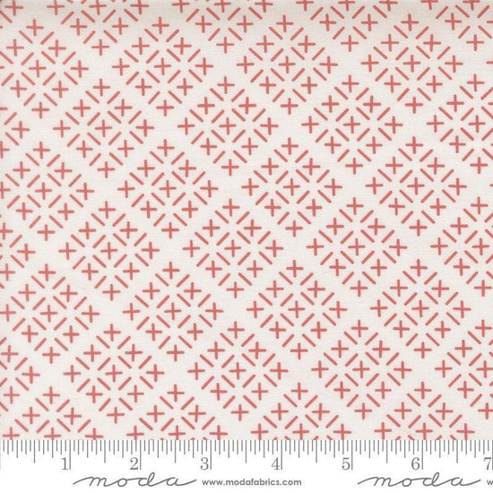 Image of Gathered Bonbons Chicken Scratch Blush quilting cotton fabric by Jen Kingwell for Moda Fabrics. Features shapes on a cream background. Cute Little Fabric Shop.