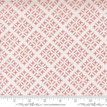 Image of Gathered Bonbons Chicken Scratch Blush quilting cotton fabric by Jen Kingwell for Moda Fabrics. Features shapes on a cream background. Cute Little Fabric Shop.