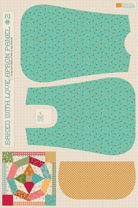 SALE Baked With Love Home Dec Apron Panel #2 Blue Pattern Panel Fabric LARGE Canvas - HD18123 - Riley Blake Quilting Cotton Fabric