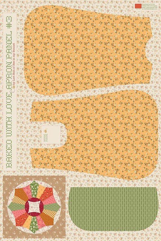 Baked With Love Home Dec Apron Panel #3 Yellow Pattern Panel Fabric LARGE Canvas - HD18124 - Riley Blake Quilting Cotton Fabric