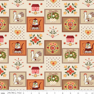 3-Yard-Cut - SALE Baked With Love Kitchen Linen Cream Floral Fabric 108" WIDE BACK - WB17801 - Riley Blake Quilting Cotton Fabric