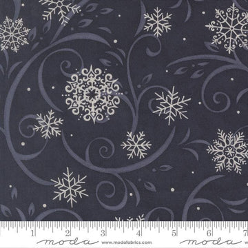 2 Yard 32" End of Bolt - When Snow Falls Snowy Night Sky Black Swirl Fabric 108" WIDEBACK - 108043 - Moda Fabrics Quilting Cotton Fabric