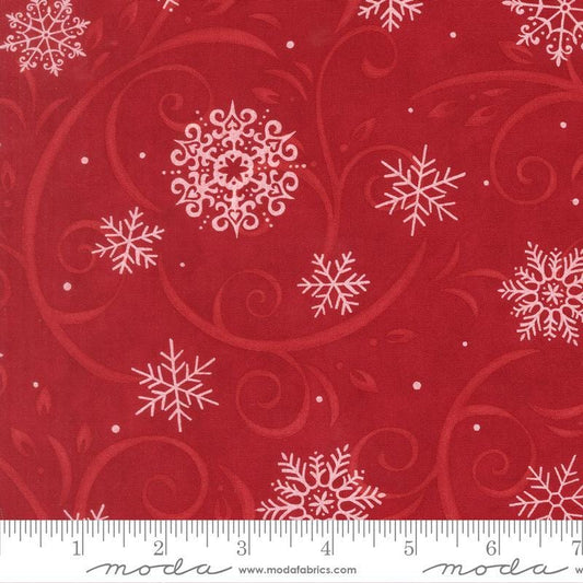3-Yard Cut - SALE When Snow Falls Snowy Berry Red Swirl Fabric 108" WIDEBACK - 108043 - Moda Fabrics Quilting Cotton Fabric