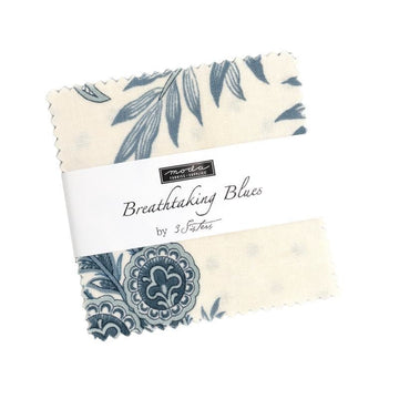 Breathtaking Blues Mini Charm Pack Floral Fabric - 44400MC - 42-pieces Precut - Moda Fabrics Quilting Cotton Fabric