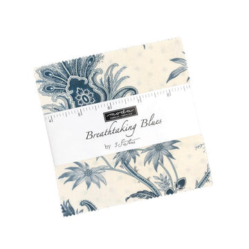 Breathtaking Blues Charm Pack Floral Fabric - 44400PP - 42-piece Precut - Moda Fabrics Quilting Cotton Fabric