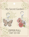 My Secret Garden Posie Butterfly Zip Pull 2 Count - Moda Fabric Charm