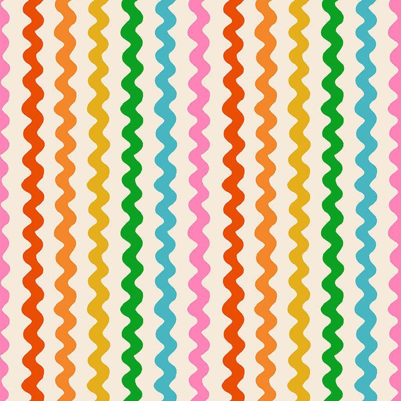 Image of 1 800 Notion Ric Rac Shell quilting cotton fabric by Ruby Star Society for Moda Fabrics. Features sewing accessories on a cream background. Cute Little Fabrics Shop.