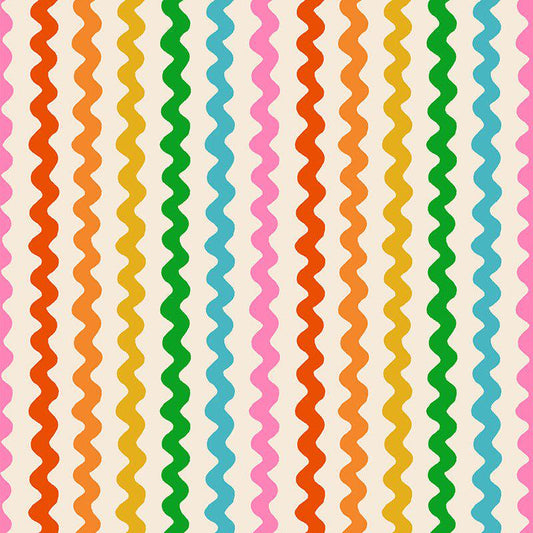Image of 1 800 Notion Ric Rac Shell quilting cotton fabric by Ruby Star Society for Moda Fabrics. Features sewing accessories on a cream background. Cute Little Fabrics Shop.