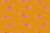 Image of 1 800 Notion Stork Scissors Honey quilting cotton fabric by Ruby Star Society for Moda Fabrics. Features sewing accessories on a gold background. Cute Little Fabrics Shop.