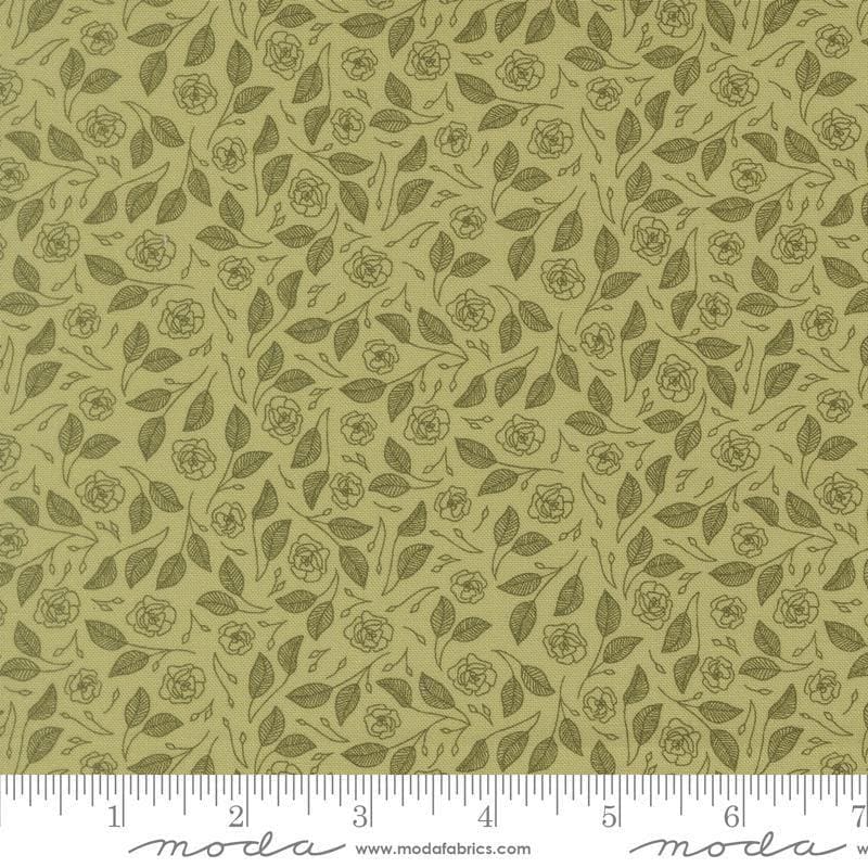 Image of Petalush Tapestry Meadow quilting cotton fabric by Kiley's Quilt Room for Moda Fabrics. Features flowers on a green background. Cute Little Fabric Shop.