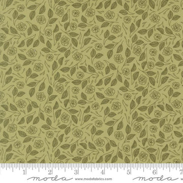 Image of Petalush Tapestry Meadow quilting cotton fabric by Kiley's Quilt Room for Moda Fabrics. Features flowers on a green background. Cute Little Fabric Shop.