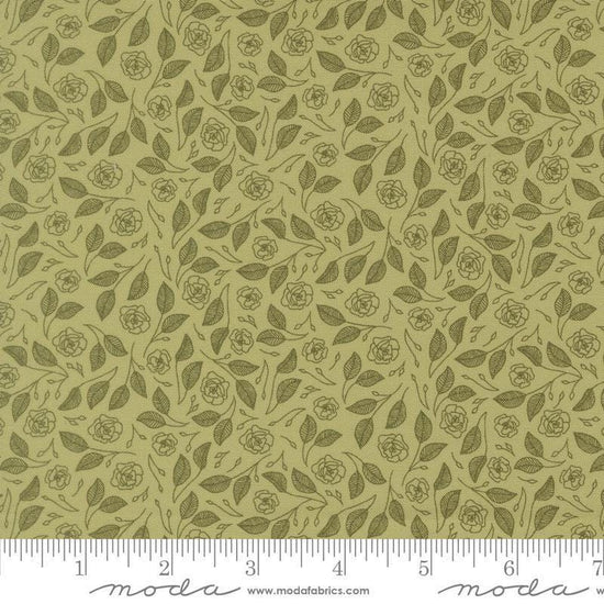 Image of Petalush Tapestry Meadow quilting cotton fabric by Kiley's Quilt Room for Moda Fabrics. Features flowers on a green background. Cute Little Fabric Shop.