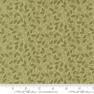 Image of Petalush Tapestry Meadow quilting cotton fabric by Kiley's Quilt Room for Moda Fabrics. Features flowers on a green background. Cute Little Fabric Shop.