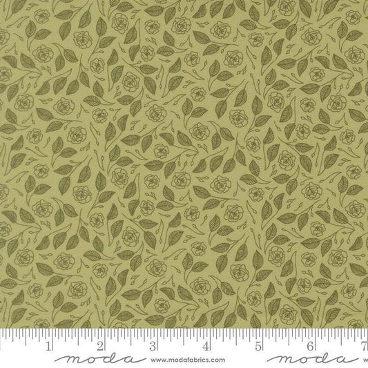 Image of Petalush Tapestry Meadow quilting cotton fabric by Kiley's Quilt Room for Moda Fabrics. Features flowers on a green background. Cute Little Fabric Shop.