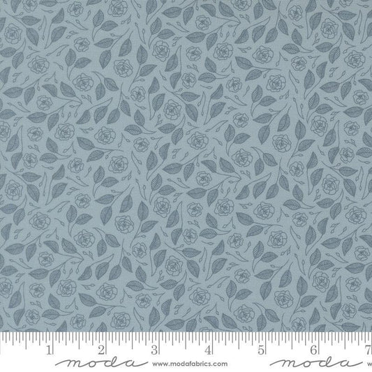Image of Petalush Tapestry Wind quilting cotton fabric by Kiley's Quilt Room for Moda Fabrics. Features flowers on a blue background. Cute Little Fabric Shop.