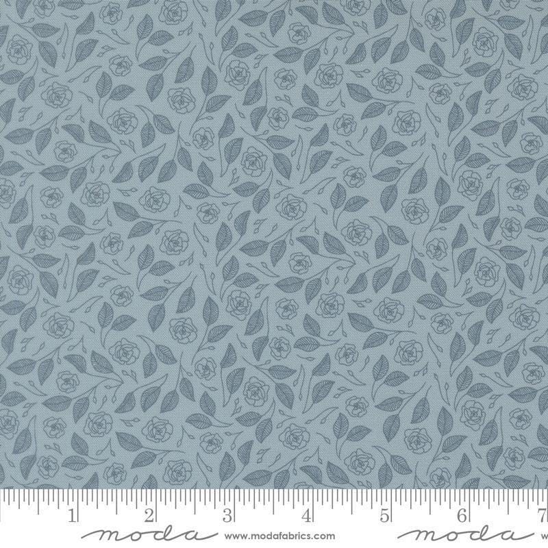 Image of Petalush Tapestry Wind quilting cotton fabric by Kiley's Quilt Room for Moda Fabrics. Features flowers on a blue background. Cute Little Fabric Shop.