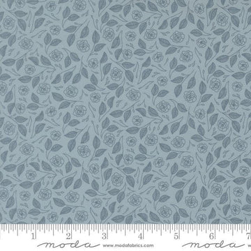 Image of Petalush Tapestry Wind quilting cotton fabric by Kiley's Quilt Room for Moda Fabrics. Features flowers on a blue background. Cute Little Fabric Shop.