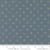 Image of Petalush Petite Denim quilting cotton fabric by Kiley's Quilt Room for Moda Fabrics. Features flowers on a blue background. Cute Little Fabric Shop.