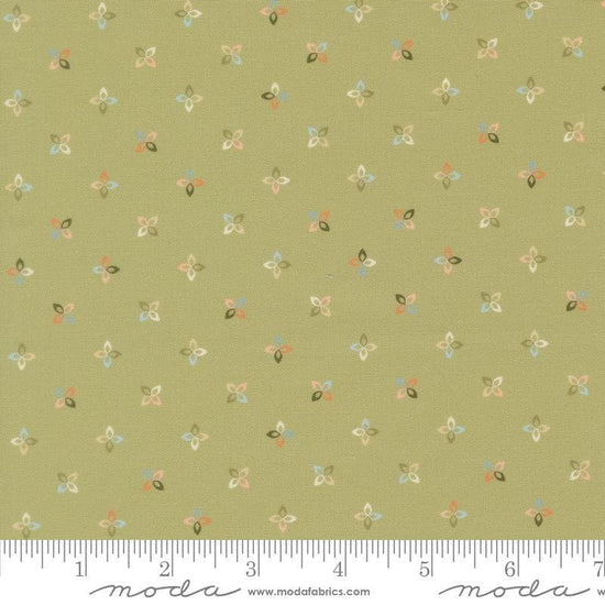 Image of Petalush Petite Meadow quilting cotton fabric by Kiley's Quilt Room for Moda Fabrics. Features flowers on a green background. Cute Little Fabric Shop.