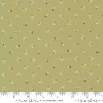 Image of Petalush Petite Meadow quilting cotton fabric by Kiley's Quilt Room for Moda Fabrics. Features flowers on a green background. Cute Little Fabric Shop.