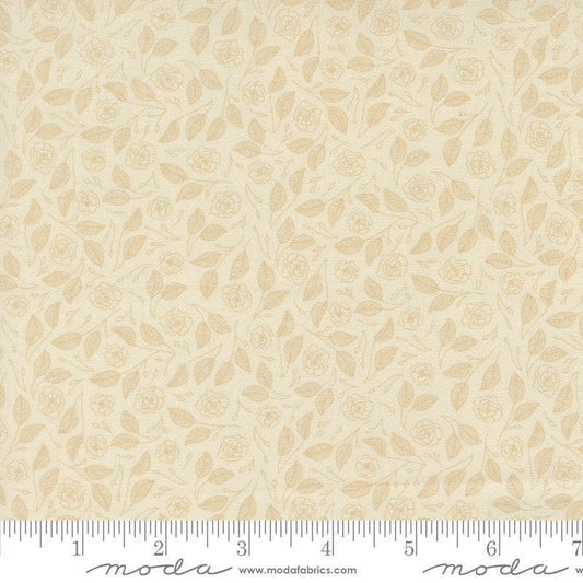 Image of Petalush Tapestry Lush Tan quilting cotton fabric by Kiley's Quilt Room for Moda Fabrics. Features flowers on a cream background. Cute Little Fabric Shop.