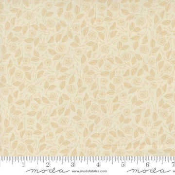 Image of Petalush Tapestry Lush Tan quilting cotton fabric by Kiley's Quilt Room for Moda Fabrics. Features flowers on a cream background. Cute Little Fabric Shop.