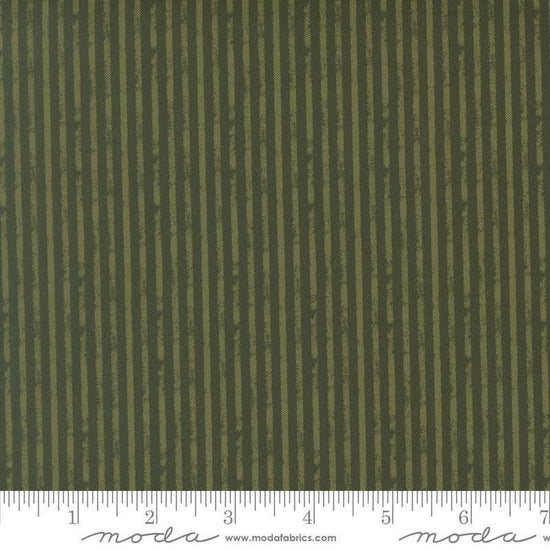 Image of Petalush Rustic Stripes Pine quilting cotton fabric by Kiley's Quilt Room for Moda Fabrics. Features stripes on a green background. Cute Little Fabric Shop.