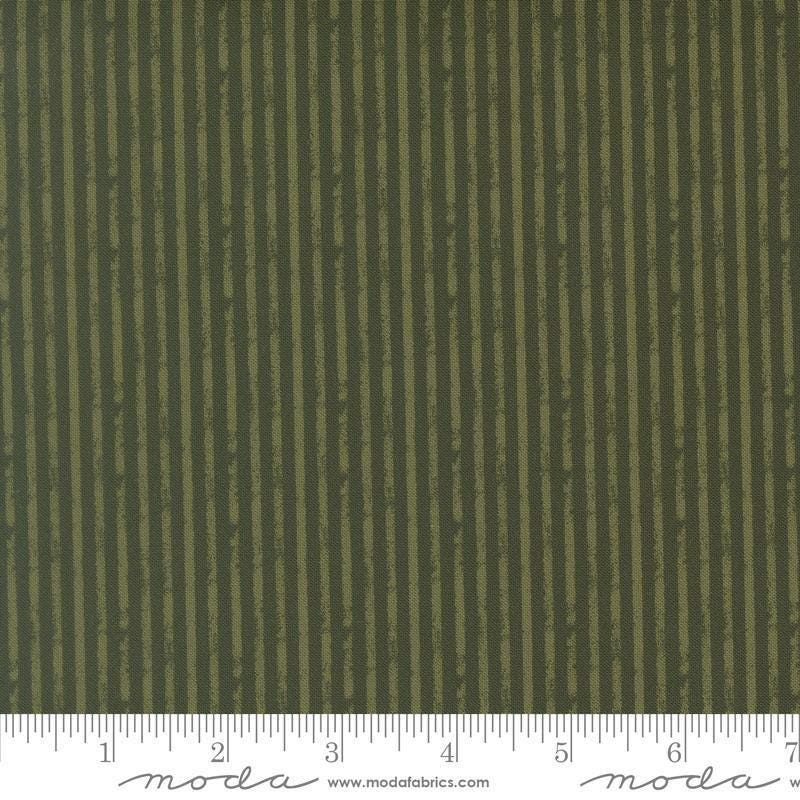 Image of Petalush Rustic Stripes Pine quilting cotton fabric by Kiley's Quilt Room for Moda Fabrics. Features stripes on a green background. Cute Little Fabric Shop.