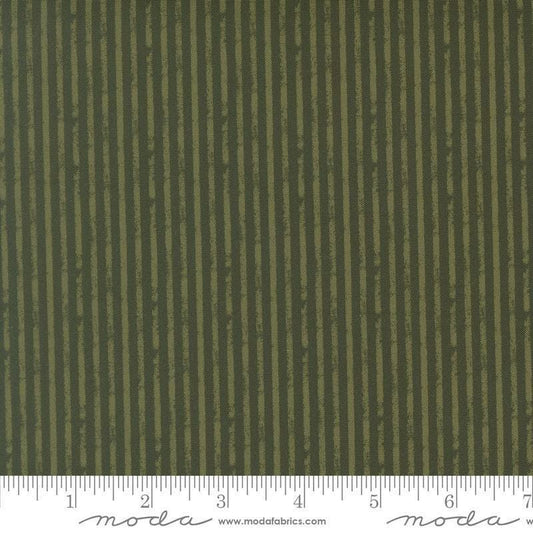 Image of Petalush Rustic Stripes Pine quilting cotton fabric by Kiley's Quilt Room for Moda Fabrics. Features stripes on a green background. Cute Little Fabric Shop.