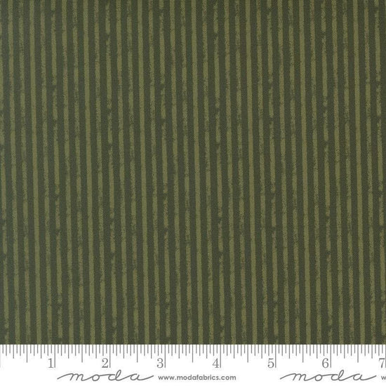 Image of Petalush Rustic Stripes Pine quilting cotton fabric by Kiley's Quilt Room for Moda Fabrics. Features stripes on a green background. Cute Little Fabric Shop.