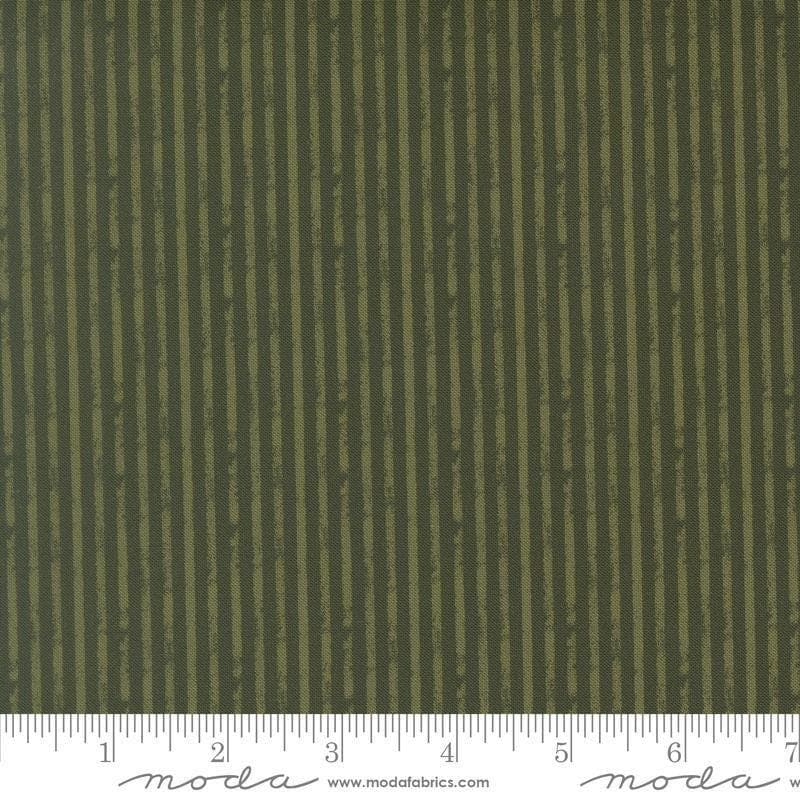 Image of Petalush Rustic Stripes Pine quilting cotton fabric by Kiley's Quilt Room for Moda Fabrics. Features stripes on a green background. Cute Little Fabric Shop.