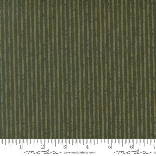 Image of Petalush Rustic Stripes Pine quilting cotton fabric by Kiley's Quilt Room for Moda Fabrics. Features stripes on a green background. Cute Little Fabric Shop.