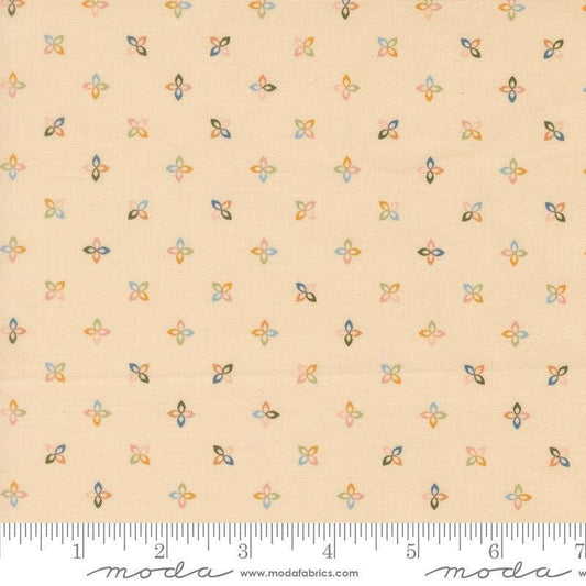 Image of Petalush Petite Ballerina quilting cotton fabric by Kiley's Quilt Room for Moda Fabrics. Features flowers on a cream background. Cute Little Fabric Shop.