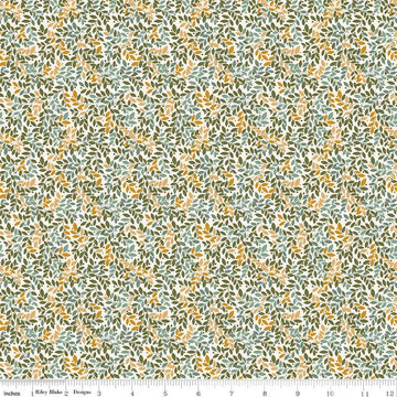 Image of Worth Repeating Leaves Cloud quilting cotton fabric by Sandy Gervais for Riley Blake Designs. Features leaves on a white background. Cute Little Fabric Shop.