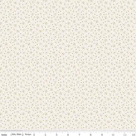 Image of Worth Repeating Ditsy Cloud quilting cotton fabric by Sandy Gervais for Riley Blake Designs. Features flowers on a white background. Cute Little Fabric Shop.