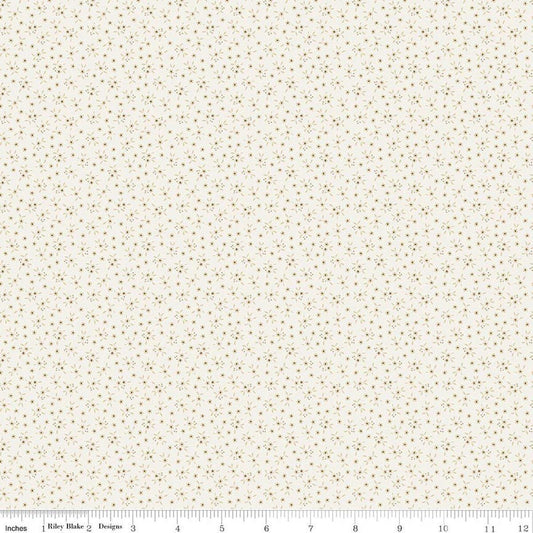 Image of Worth Repeating Ditsy Cloud quilting cotton fabric by Sandy Gervais for Riley Blake Designs. Features flowers on a white background. Cute Little Fabric Shop.