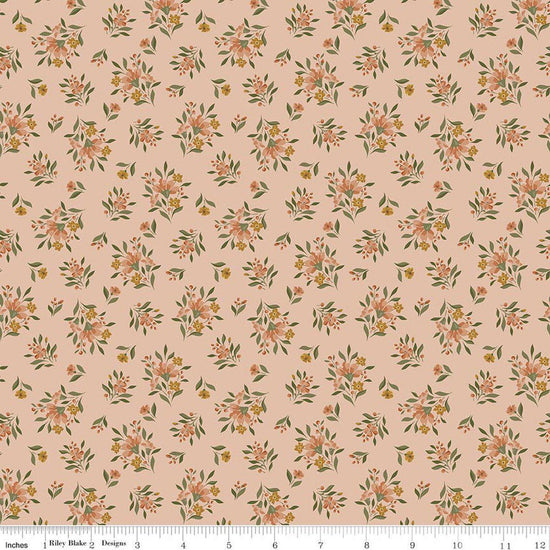 Image of Worth Repeating Floral Blush quilting cotton fabric by Sandy Gervais for Riley Blake Designs. Features flowers on a pink background. Cute Little Fabric Shop.