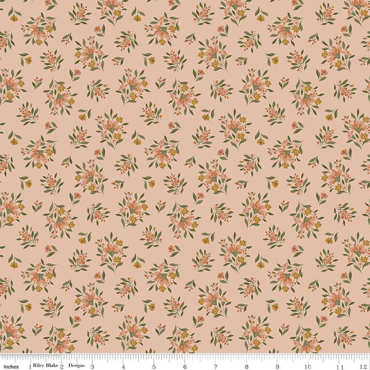 Image of Worth Repeating Floral Blush quilting cotton fabric by Sandy Gervais for Riley Blake Designs. Features flowers on a pink background. Cute Little Fabric Shop.