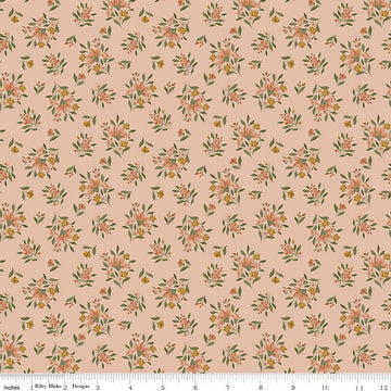 Image of Worth Repeating Floral Blush quilting cotton fabric by Sandy Gervais for Riley Blake Designs. Features flowers on a pink background. Cute Little Fabric Shop.