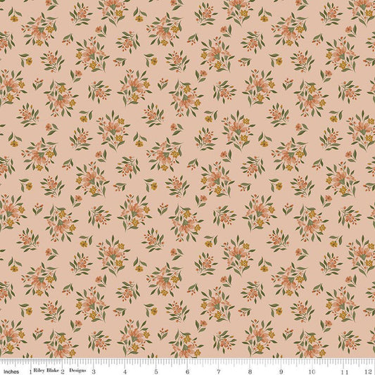 Image of Worth Repeating Floral Blush quilting cotton fabric by Sandy Gervais for Riley Blake Designs. Features flowers on a pink background. Cute Little Fabric Shop.
