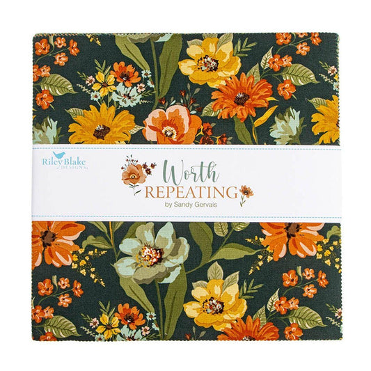 SALE Worth Repeating 10" Stacker Floral Fabric - 10-18260-42 - 42-Piece Precut - Riley Blake Quilting Cotton Fabric